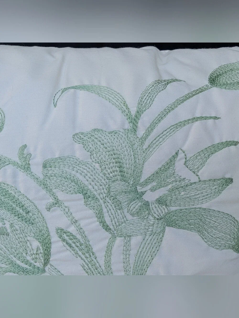 Laura Ashley Embroidered Green & Cream Accent Pillow - Natalie Print